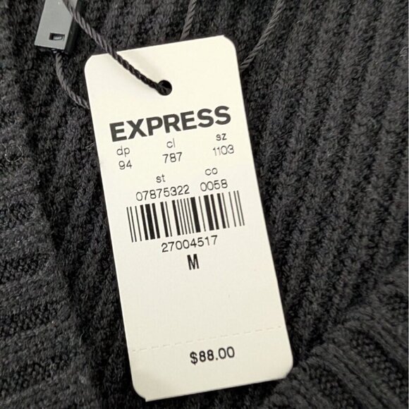 NEW Express Ribbed Maxi Dress Womens Size Medium Black Stretch V Neck Long - Picture 7 of 12
